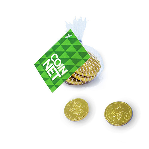 Promotional branded chocolate coin net